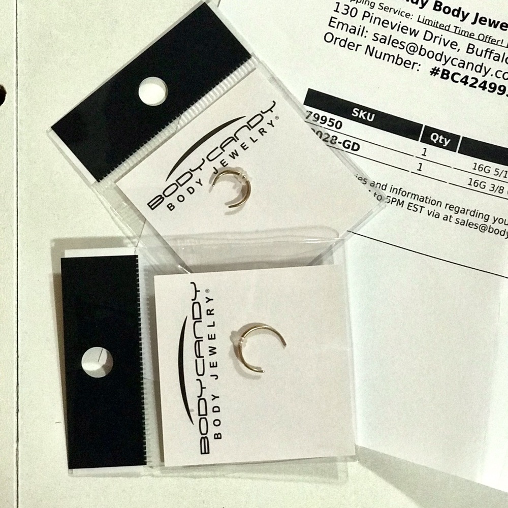 16 gauge 3/8 and 5/16 sized piercing jewelry